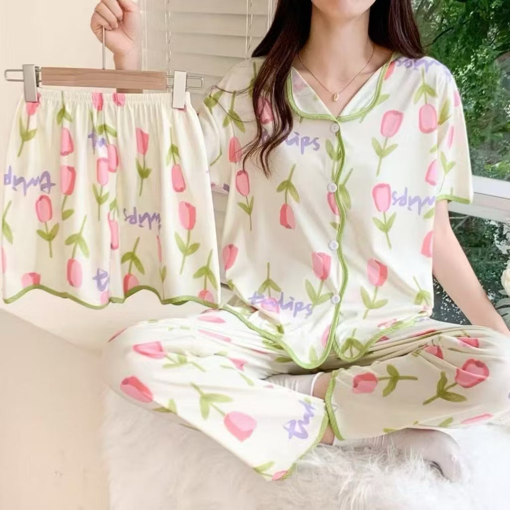 3in1 Comfortable and Breathable Cotton Sleepwear Set