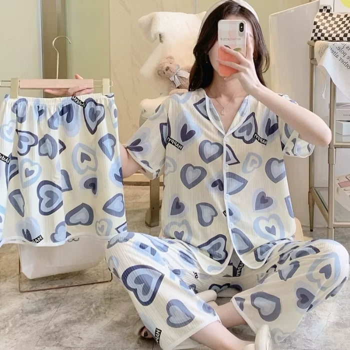 3in1 Comfortable and Breathable Cotton Sleepwear Set