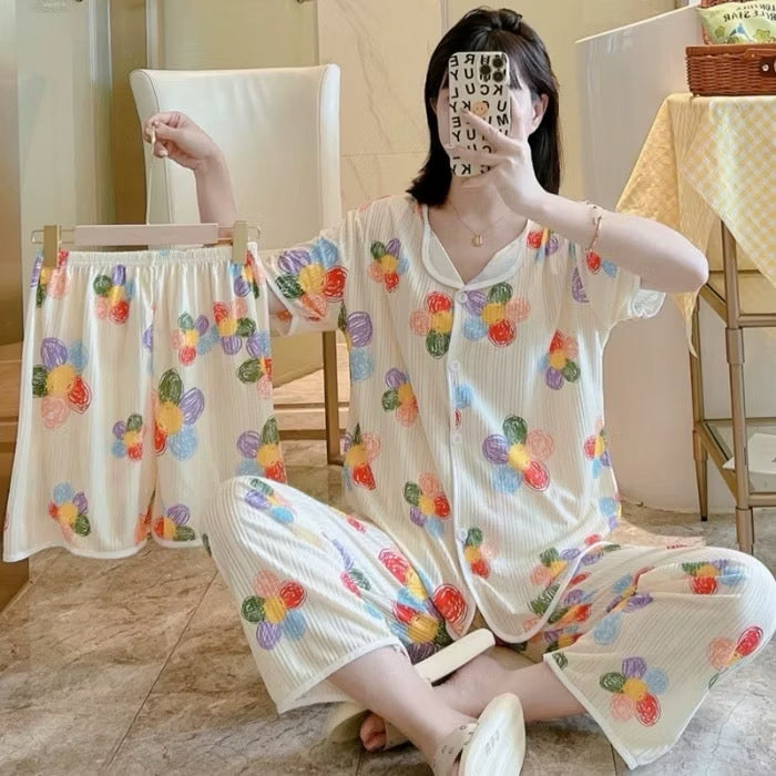 3in1 Comfortable and Breathable Cotton Sleepwear Set